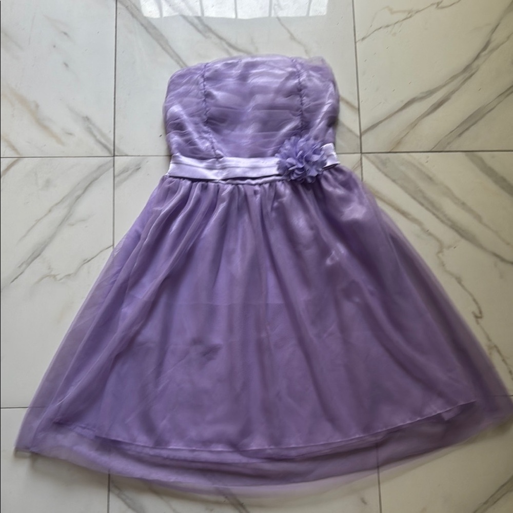 Lavender Kids Dress with Floral Accent